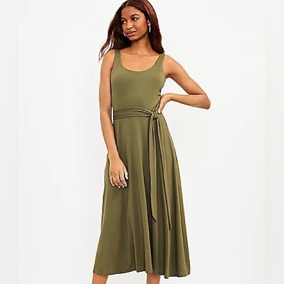 NWT Loft tie waist midi dress - Picture 1 of 4